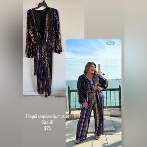 Eloquii Vibrant Sequined Jumpsuit